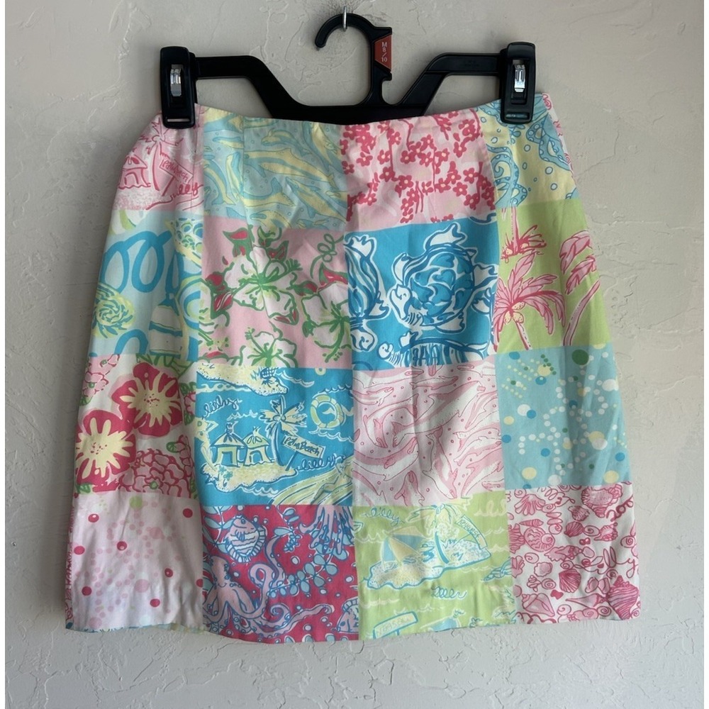Vintage‎ Lilly Pulitzer Patchwork Mini Skirt 6 Y2K Preppy Coastal Resort